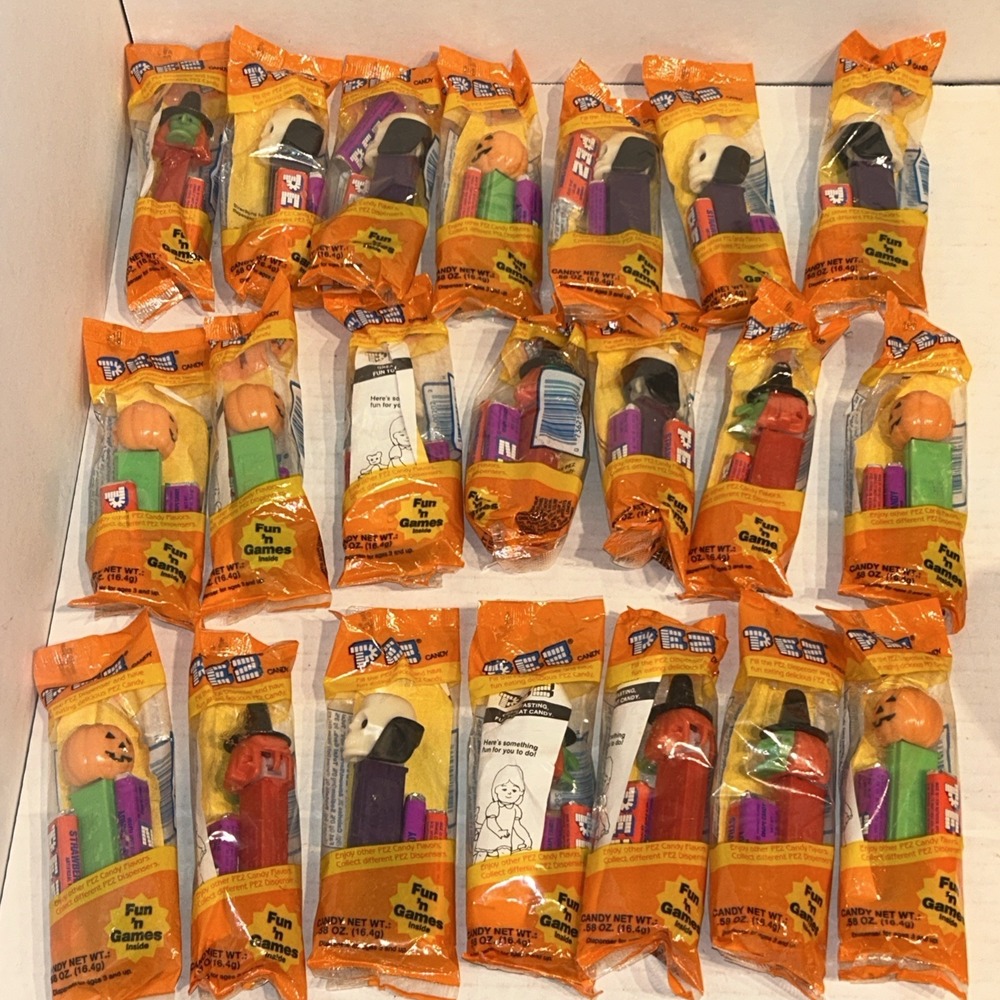Vintage Alloween Pez Dispensers‎ Lot Of 21 In 3 Styles Witch, Skull, Pumpkin E3